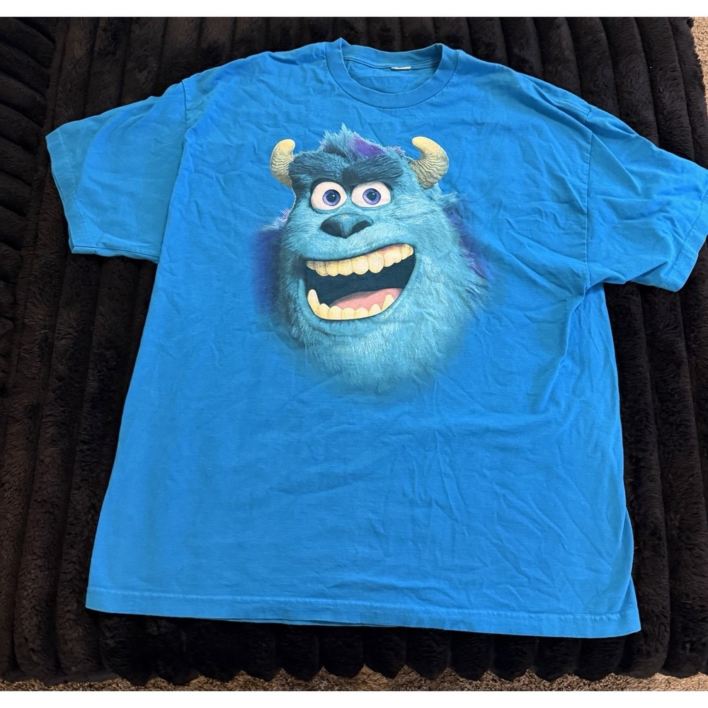 Disney Pixar Sully Big Face Monsters Inc University T-Shirt Sz Adult XL Blue